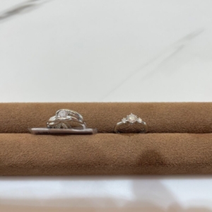 京都四条烏丸宝石修理 母の立て爪ダイヤを自分の婚約指輪にジュエリーリメイク