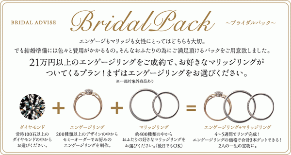 大阪・心斎橋で選ぶプラチナとゴールドのコンビリングの婚約指輪と結婚指輪がお得に揃うブライダルパック