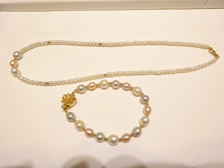 大阪府阪南市｜真珠の長さ調節と真珠をネックレスに入れるジュエリーリフォームされたお客様